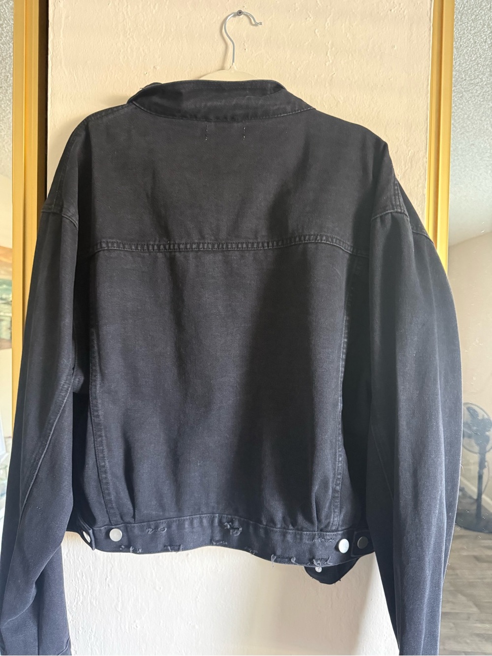 Black Denim Jacket - Women's Oversized Trucker - Picture 4 of 4
